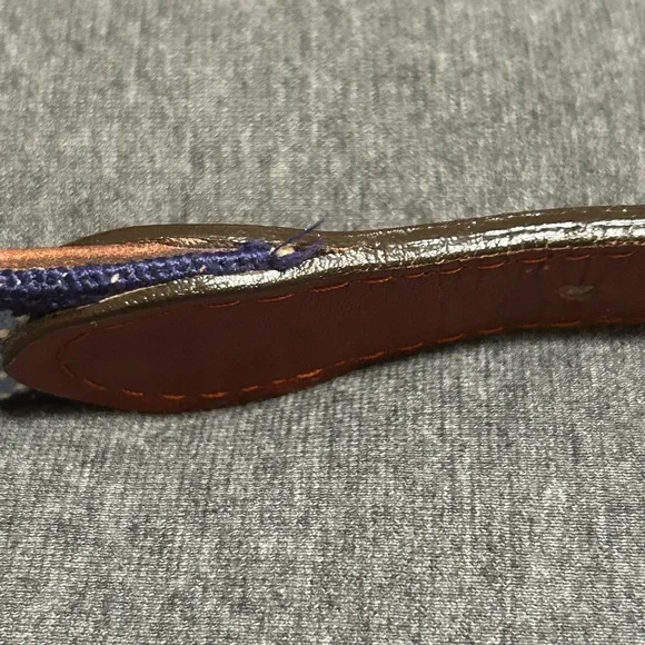 Smathers Branson Mens Needlepoint Bow Tie Belt Navy Blue Leather Fun Casual 36 - Picture 7 of 8